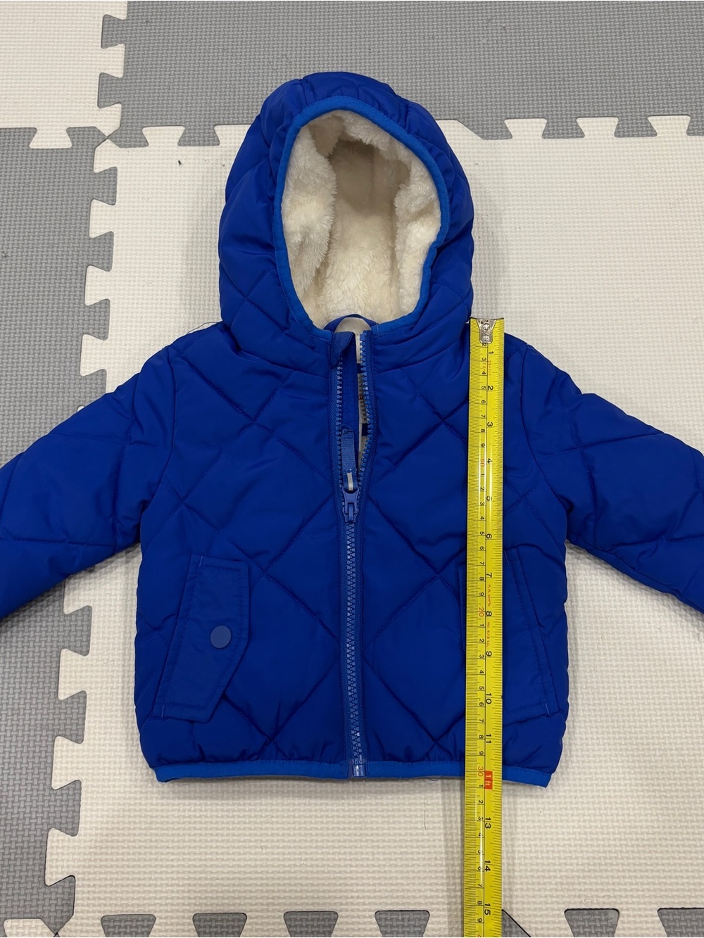 Cat & Jack Blue Quilted Puffer Jacket (Sherpa Lined Hooded Coat)